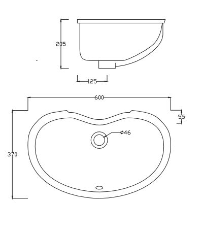 Раковина встраиваемая снизу ARTCERAM IDEA IDL001 01 00 600 мм х 370 мм, без отверстия под смеситель, без перелива, белый глянцевый