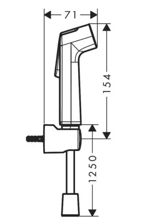 Гигиеническая лейка для холодной воды HANSGROHE Bidette S 1 jet 29234000 со шлангом и держателем, цвет Хром