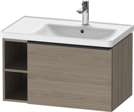 Тумба подвесная под раковину DURAVIT D-Neo DE425703535 784 мм х 452 мм, с выдвижным ящиком и открытой боковой полкой, дуб терра
