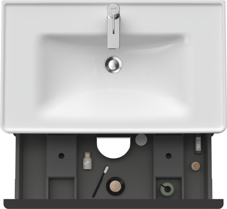 Тумба подвесная под раковину DURAVIT D-Neo DE435502222 784 мм х 452 мм, с выдвижным ящиком и выдвижным отделением, белый глянцевый