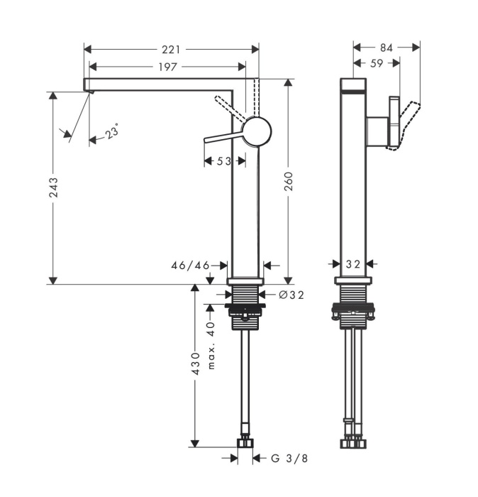 Однорычажный смеситель для раковины Hansgrohe Tecturis E 73070670 CoolStart, с клапаном push-open, цвет Чёрный матовый
