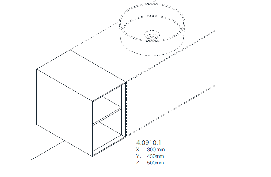 Открытая  полка   Laufen  Boutique  4.0910.1.150.251.1  300x500 x430 мм,  лакированный шпон темный дуб 