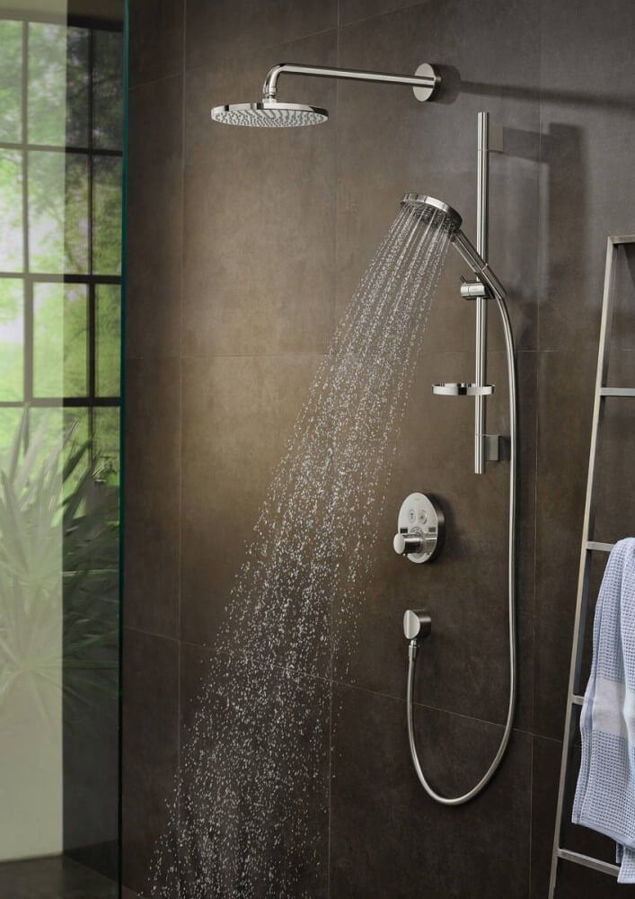 Верхний душ Hansgrohe Raindance S 240 1jet PowderRain 27607000 с настенным держателем, хром