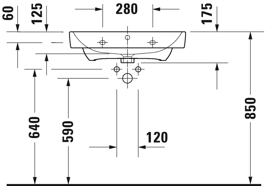 Раковина встраиваемая сверху/подвесная DURAVIT Duravit No.1 2375650000 460 мм х 650 мм, с переливом, с отверстием под смеситель, белая