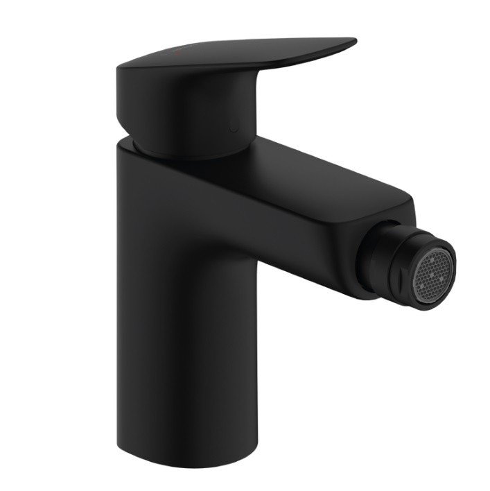 Однорычажный смеситель для биде Hansgrohe Logis 71200670 со сливным гарнитуром, цвет Чёрный матовый