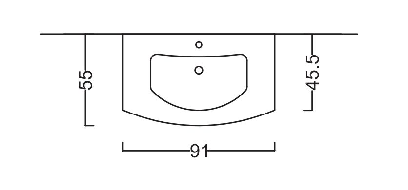 Раковина BMT MOON 832 742 LAF 010   910х15х550 мм, с отверстием под смеситель, с переливом, белый глянцевый
