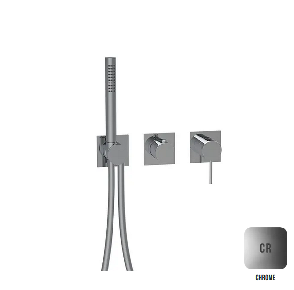 Внешняя часть смесителя с квадратными отражателями ALMAR MODULAR E180192.CR с ручным душем, на 2-3 потребителя, цвет Хром
