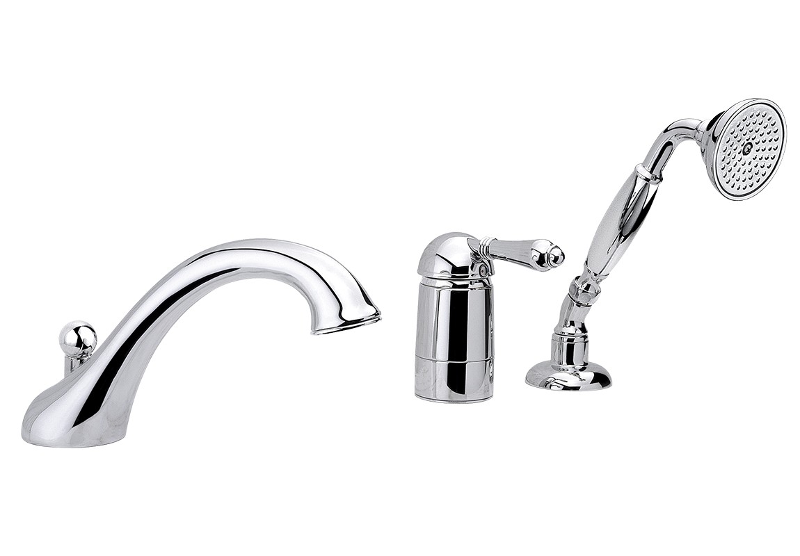 Смеситель однорычажный на борт ванны NICOLAZZI MONOCOMANDO CLASSICO 3414CR75 с ручным душем, на 3 отверстия, хром