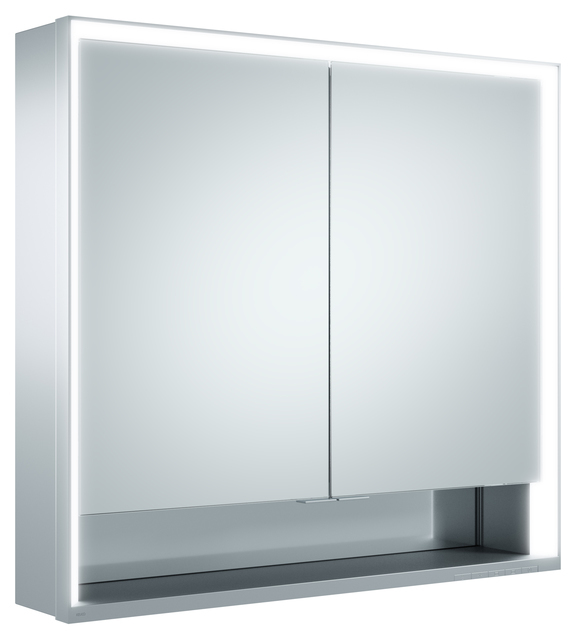 Зеркальный шкаф с подсветкой для настенного монтажа KEUCO Royal Lumos 14307 171301 165х700х735 мм, 2 дверцы, цвет Алюминий серебристый анодированный/Белый
