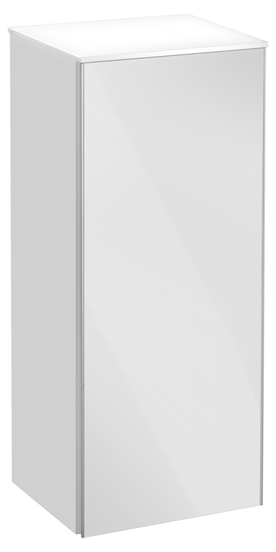 Средний шкаф Keuco Royal Reflex 34020 210001 350x845x335 мм 1 дверь петли слева корпус белый глянец фасад белое стекло
