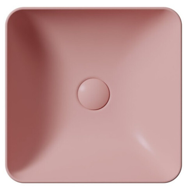 Раковина накладная квадратная GSI NUBES 903824 380 мм х 380 мм, без перелива, без отверстия под смеситель, цвет Матовый Blush