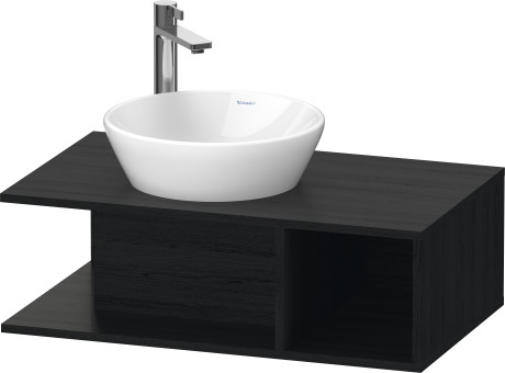 Тумба подвесная под раковину DURAVIT D-Neo DE491801616 800 мм х 480 мм, с консолью, с открытой полкой справа, чёрный дуб