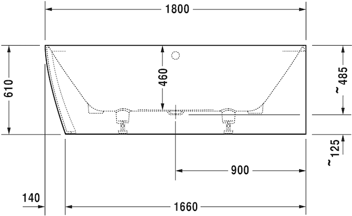 Ванна из композитного материала угловая Duravit DuraSquare 700428000000000 1800 х 800