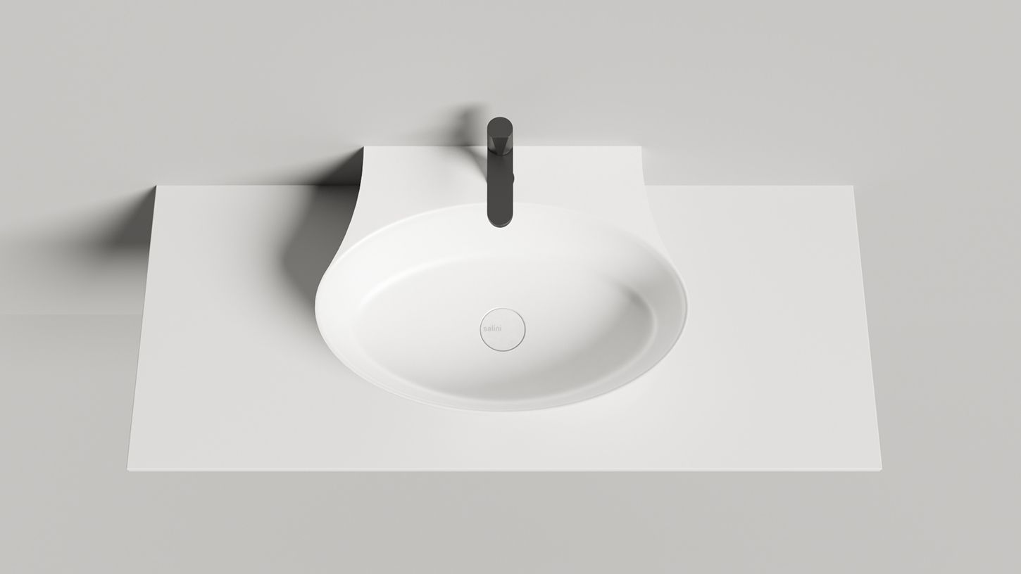 Раковина подвесная/накладная овальная SALINI ALDA WALL 01 140311G 450х580х150мм, S-Sense, с отверстием под смеситель, цвет Белый глянцевый
