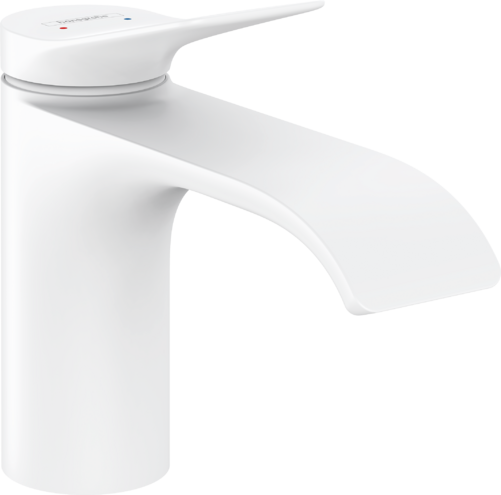 Смеситель для раковины однорычажный HANSGROHE Vivenis 75010700 80 мм, со сливным гарнитуром, белый матовый