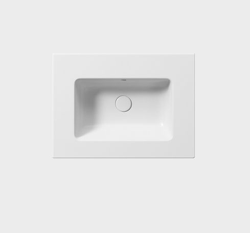 Раковина накладная/подвесная GSI PURA 8884109 c отверстием под смеситель, с переливом, цвет Белый матовый