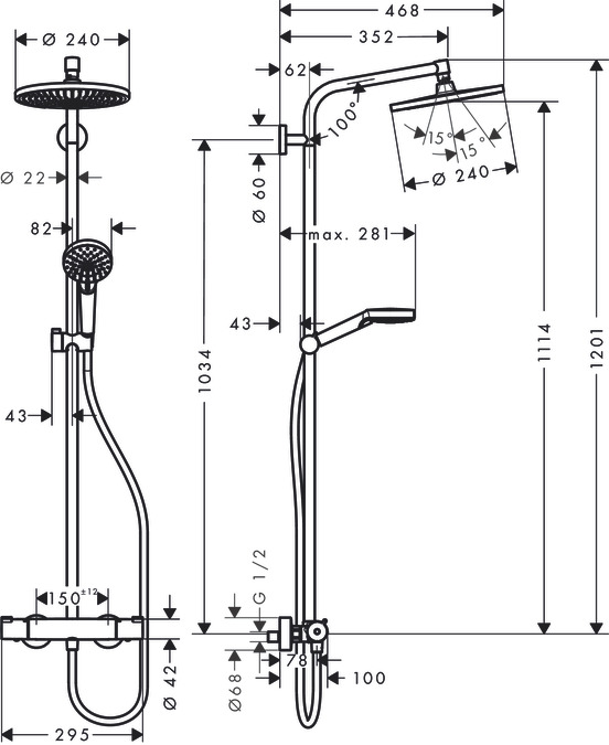 Душевая система Hansgrohe Crometta S 240 1jet 27268000 Хром