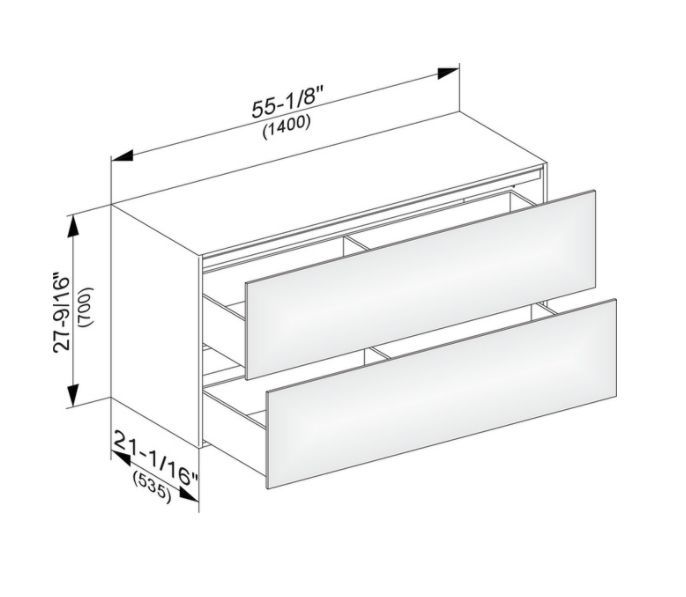Тумба боковая подвесная KEUCO EDITION 11 31327 300000 с двумя выдвижными фронтами, корпус матовый лак/фасад глянцевое стекло, белая