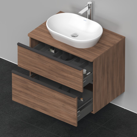Тумба подвесная под раковину DURAVIT D-Neo DE496707979 800 мм х 550 мм, с консолью, с двумя выдвижными ящиками, орех натуральный