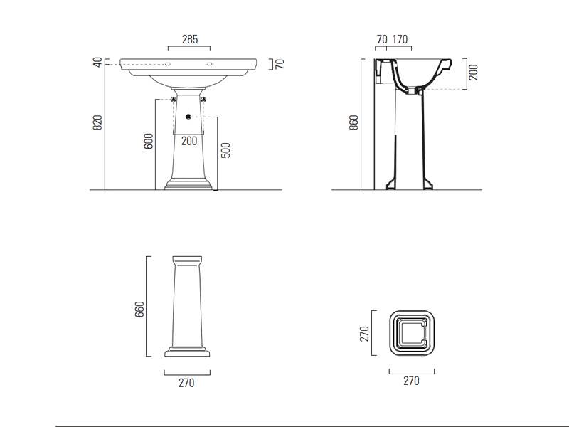 Пьедестал керамический для раковины GSI Classic 877011 цвет Белый глянцевый