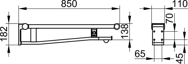 Настенный поручень для туалета KEUCO Plan Care 34903 172837 откидывается наверх, с ограничением хода, исполнение слева, алюминий серебристый анодированный/тёмно-серый