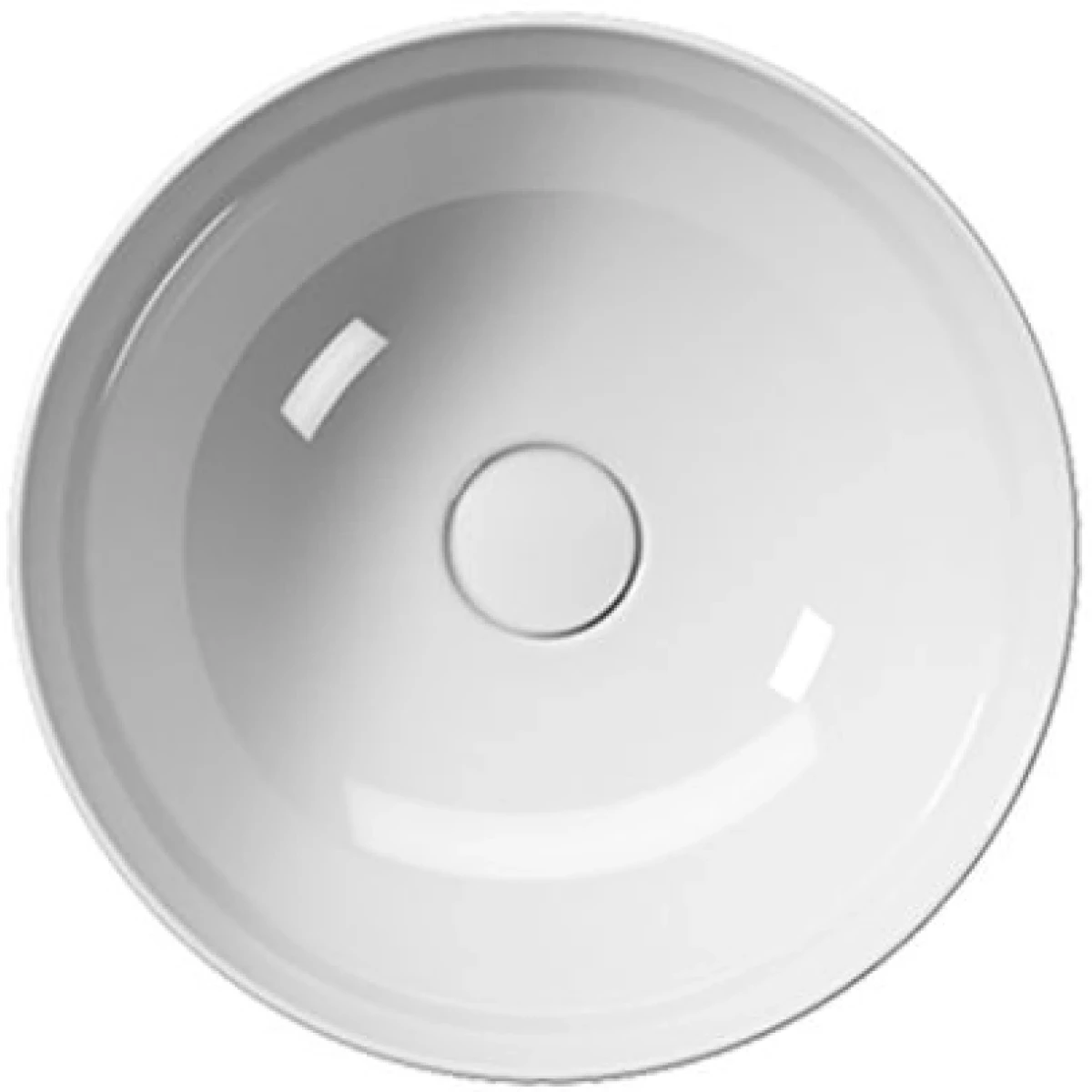 Раковина - чаша накладная круглая GSI NUBES X 9039PVC11 400 мм х 400 мм, без отверстия под смеситель, без перелива, с донным клапаном, цвет Белый глянцевый