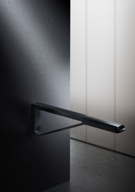 Складной поручень для установки справа и слева KEUCO AXESS 35003 370837 850 мм, цвет Чёрный матовый/Чёрный