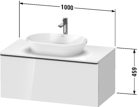 Тумба подвесная под раковину DURAVIT D-Neo DE494804343 1000 мм х 550 мм, с 1 выдвижным ящиком и консолью, базальт матовый