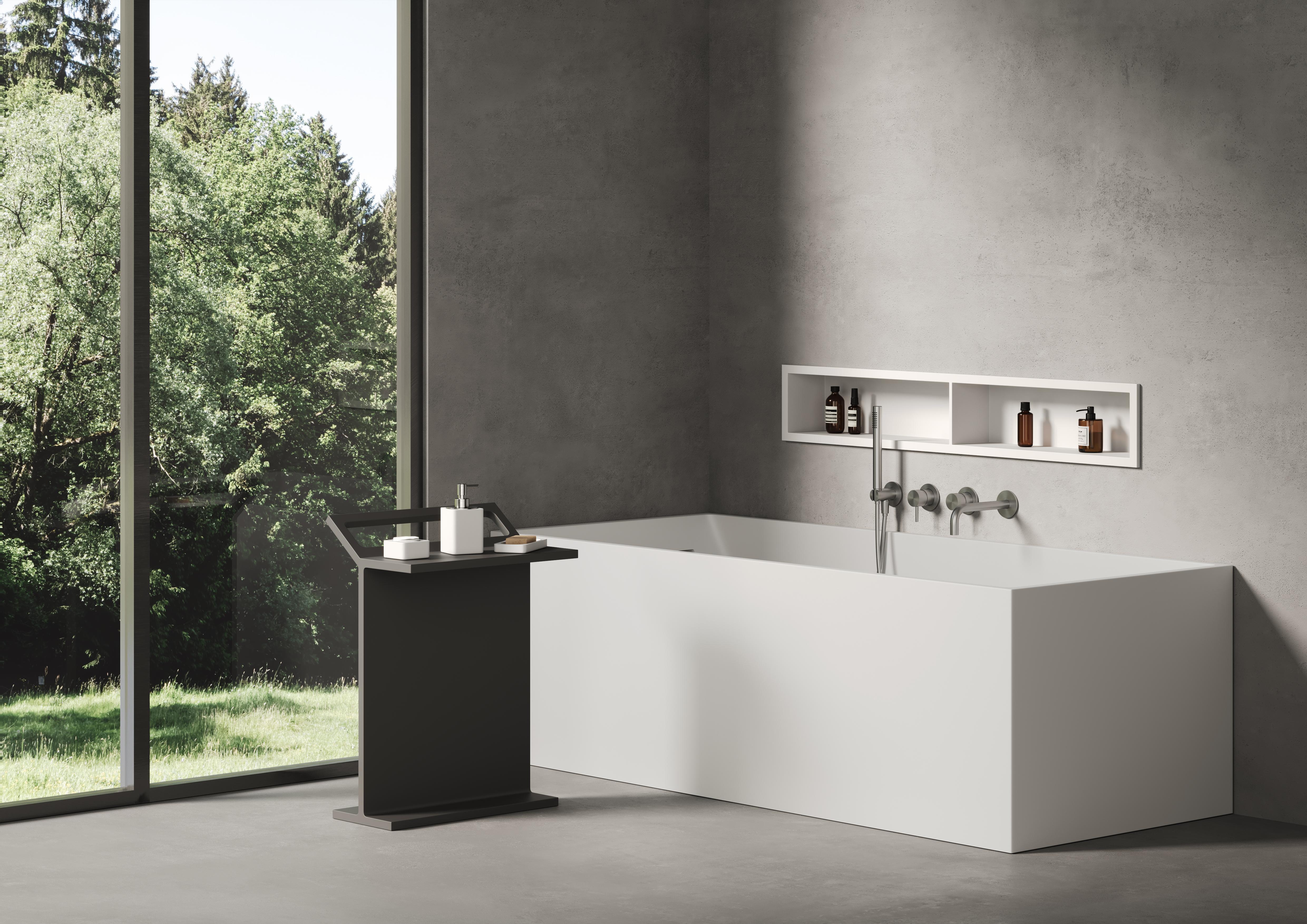 Шкафчик открытый, встраиваемый в стену, горизонтальный DEA DESIGN (Accessories) DD3014 920 18   92x15xh20 см, из композита Solisurface, цвет White №18