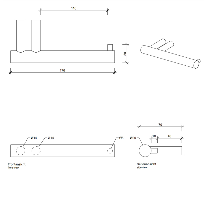 Держатель для туалетной бумаги DECOR WALTHER  Bar TPH 1  0856660  2 X 17 X 7,5 см, без крышки, латунь, цвет черный матовый Black Matt