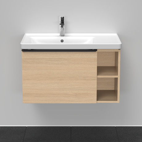 Тумба подвесная под раковину DURAVIT D-Neo DE425803030 784 мм х 452 мм, с выдвижным ящиком и открытой боковой полкой, натуральный дуб
