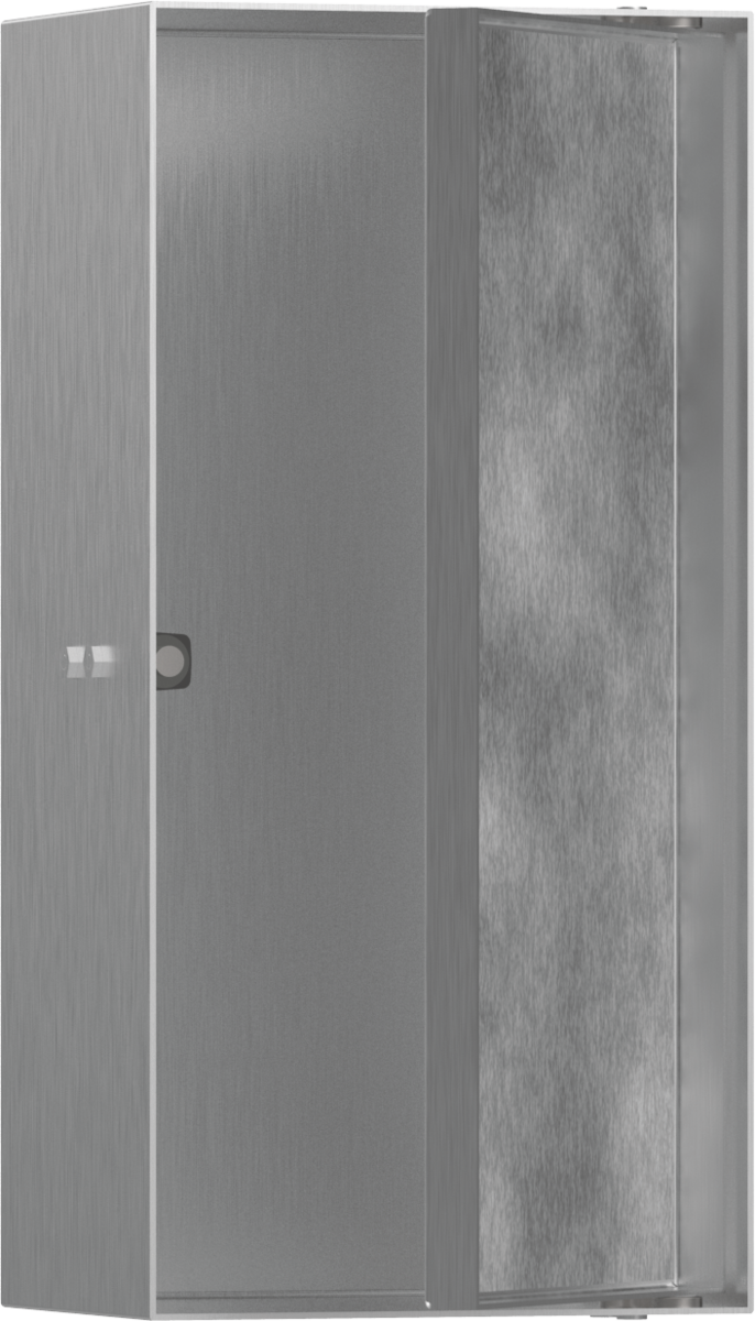 Настенный короб HANSGROHE XtraStoris Rock 56082800 с открытой рамой 300 мм х 150 мм х 100 мм, с дверью для облицовки плиткой, полированная сталь