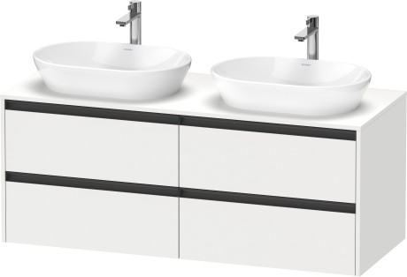 Тумба подвесная под две раковины DURAVIT KETHO.2 K24898B18180000 550 мм х 1400 мм х 568 мм, 4 выдвижных ящика, белый матовый