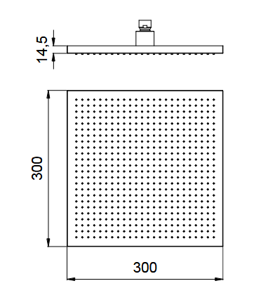 Верхний душ без держателя ALMAR VELVET RAIN E044278.AB 300 мм х 300 мм, из нержавеющей стали, цвет Absolute Black