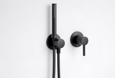 Смеситель однорычажный для душа KEUCO IXMO 59551 379501 с круглой розеткой, чёрный матовый