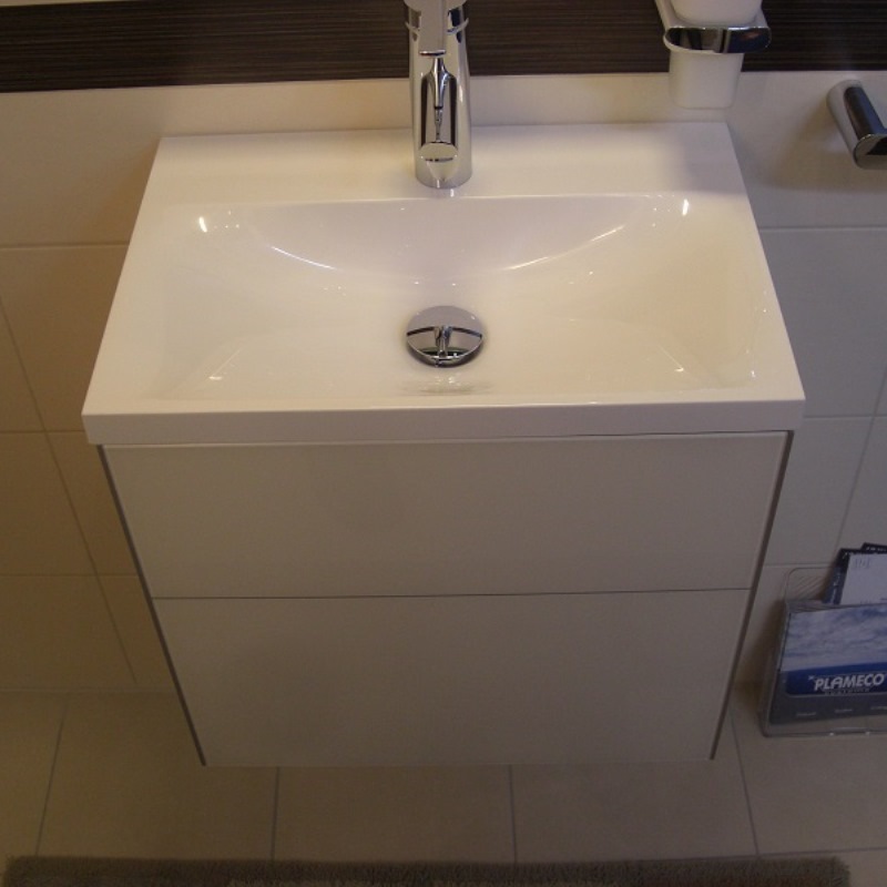Тумба под раковину Keuco Royal Reflex 34040 210002 496x450x487 мм 1 дверца корпус белый глянец фасад белое стекло