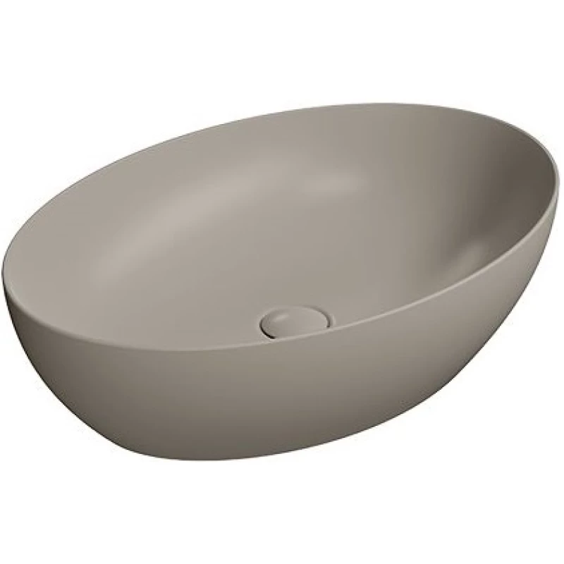 Раковина-чаша накладная овальная GSI PURA 884205 600 мм х 420 мм, без отверстия под смеситель, Tortora Matte