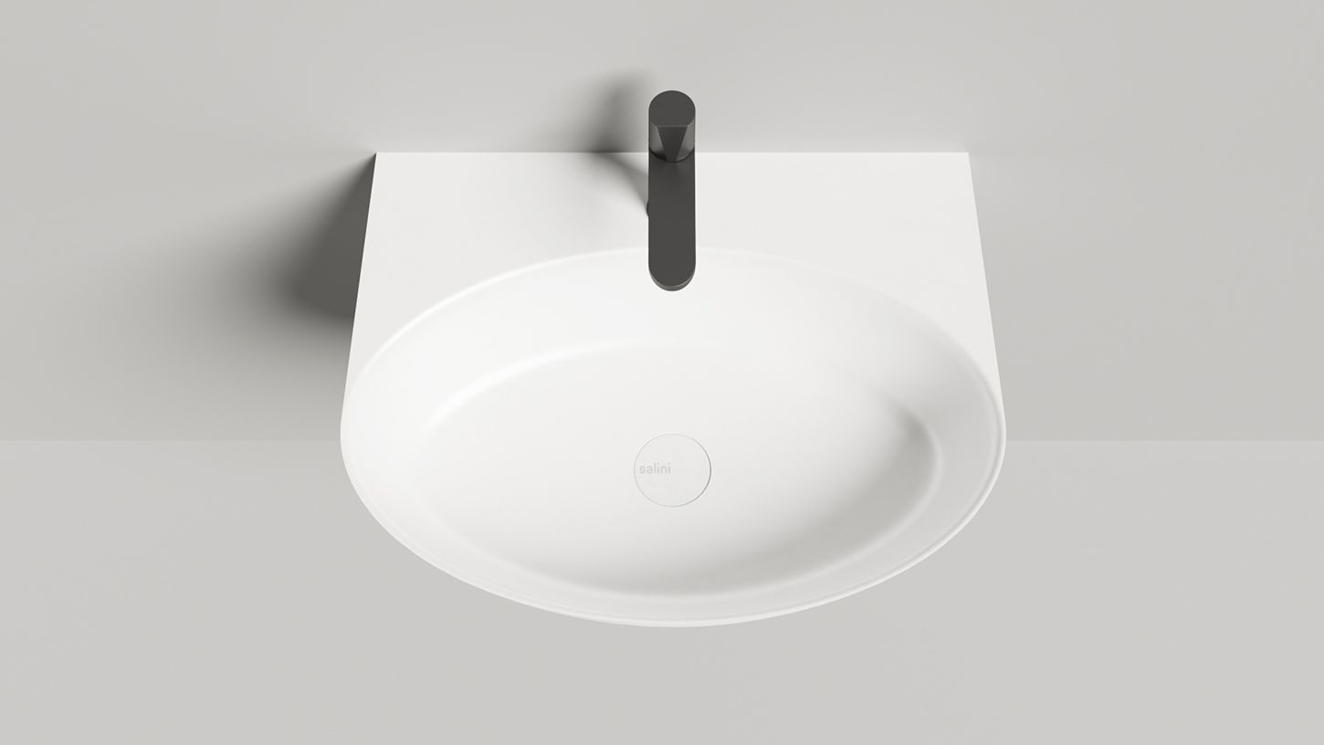 Раковина подвесная/накладная овальная SALINI ALDA WALL 02 140312G 450х580х150мм, S-Sense, с отверстием под смеситель, цвет Белый глянцевый