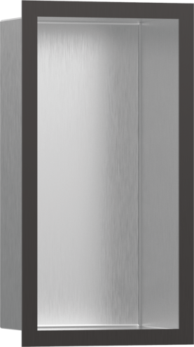 Настенный короб HANSGROHE XtraStoris Individual 56094340 с дизайнерской рамой, 300 мм х 150 мм х 100 мм, полированная сталь/шлифованный чёрный хром