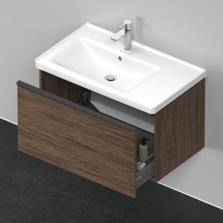 Тумба подвесная под раковину DURAVIT D-Neo DE425502121 784 мм х 452 мм, с одним выдвижным ящиком, орех тёмный