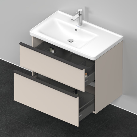Тумба подвесная под раковину DURAVIT D-Neo DE435709191 784 мм х 452 мм, с выдвижным ящиком и выдвижным отделением, бетонно-серый матовый