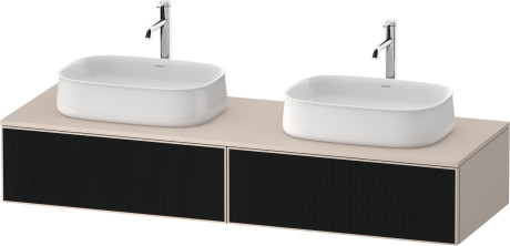 Тумба подвесная под две раковины DURAVIT ZENCHA ZE4815B63830000 550 мм х 1600 мм х 281 мм, с 2 выдвижными ящиками, чёрное стекло/серо-коричневый суперматовый