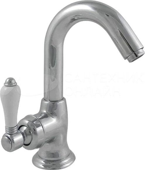 Смеситель однорычажный для раковины NICOLAZZI CINQUANTA 3454CR76C с донным клапаном, c переливом, хром/белый