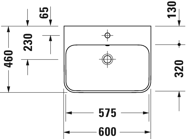 Раковина встраиваемая сверху Duravit Happy D.2 2360600000 600 мм х 460 мм, с переливом, с креплением, белая