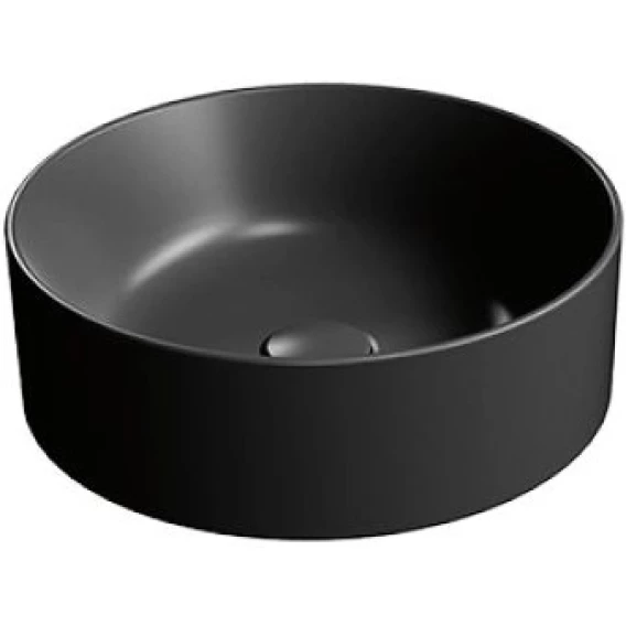 Раковина - чаша накладная круглая GSI KUBE X 942626 400 мм х 400 мм, без отверстия под смеситель, без перелива, цвет Чёрный матовый Ardesia