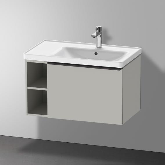 Тумба подвесная под раковину DURAVIT D-Neo DE425700707 784 мм х 452 мм, с выдвижным ящиком и открытой боковой полкой, бетонно-серый матовый