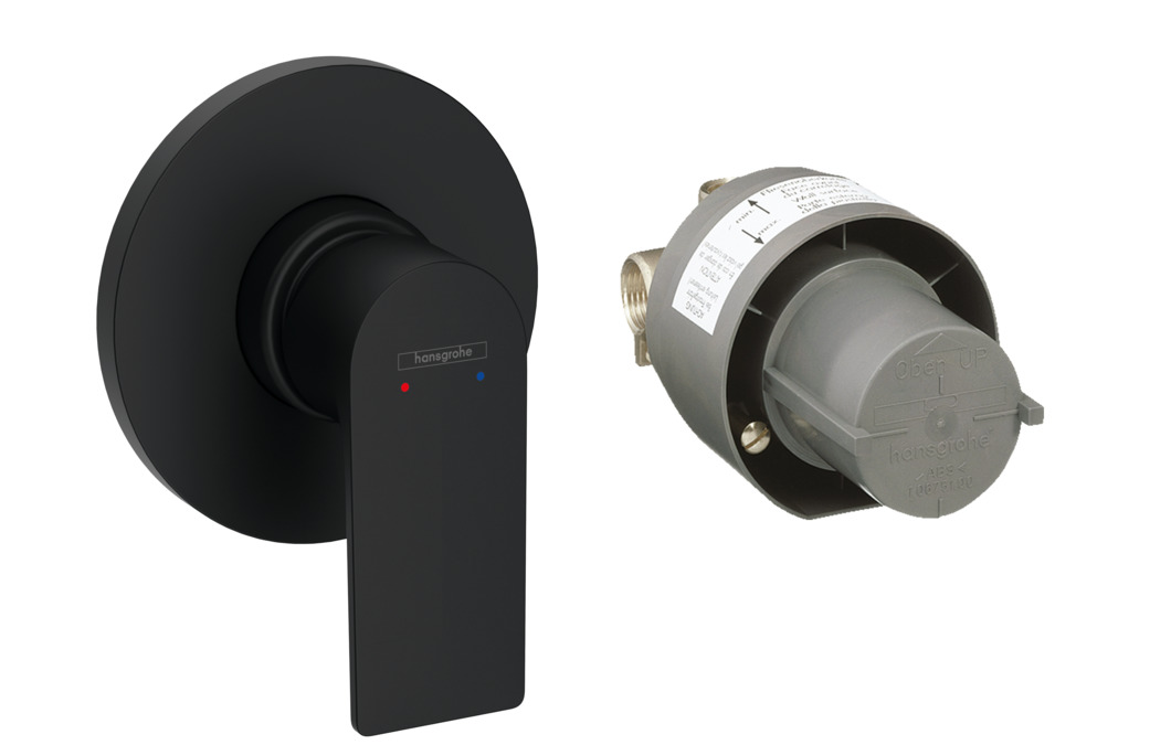 Смеситель для душа HANSGROHE REBRIS E 72658670 с внтуренней частью, чёрный матовый