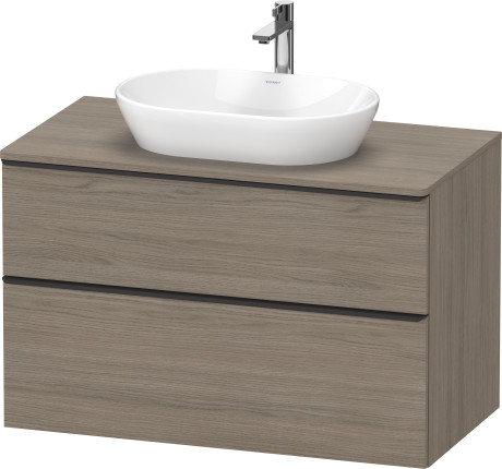 Тумба подвесная под раковину DURAVIT D-Neo DE496803535 550 мм х 1000 мм, с двумя выдвижными ящиками и консолью, дуб терра