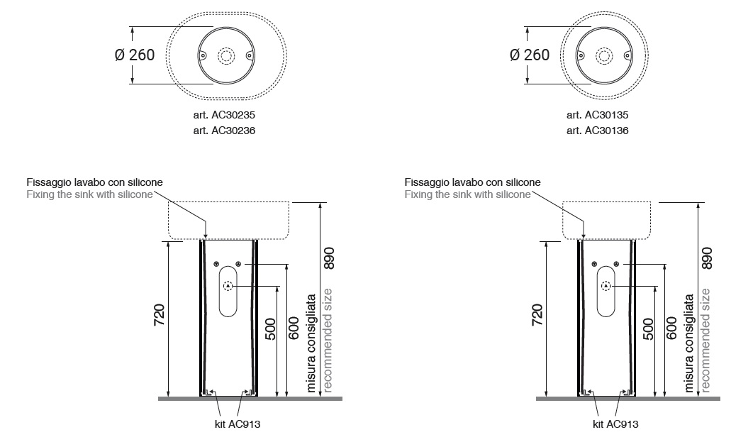 Пьедестал для раковины GSI AltaCeramica AC303F36, с выводом в стену, цвет под черный мрамор Marbled black (артикул без крепежа AC30336)