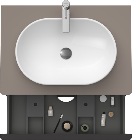 Тумба подвесная под раковину DURAVIT D-Neo DE496704343 800 мм х 550 мм, с консолью, с двумя выдвижными ящиками, базальт матовый